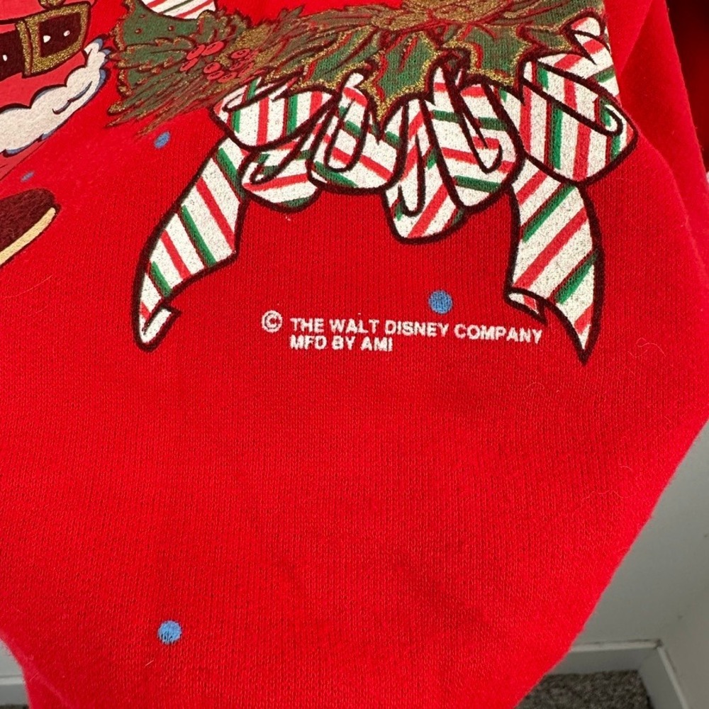 Disney Mickey Minnie Mouse Happy Holidays Christmas Sweatshirt Adult Medium Red - Picture 6 of 8